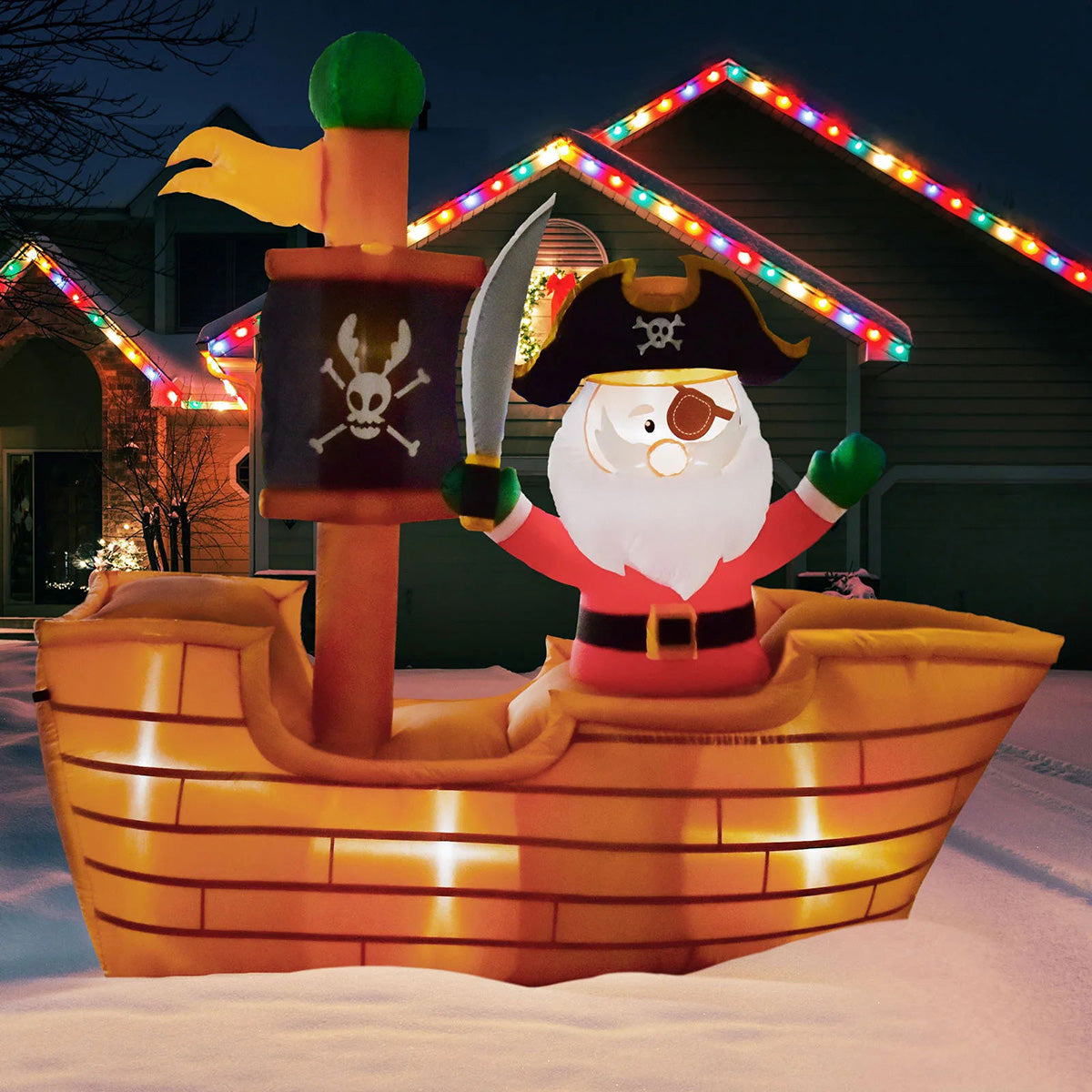 1.8M Inflatable Pirate Santa for Christmas Decoration