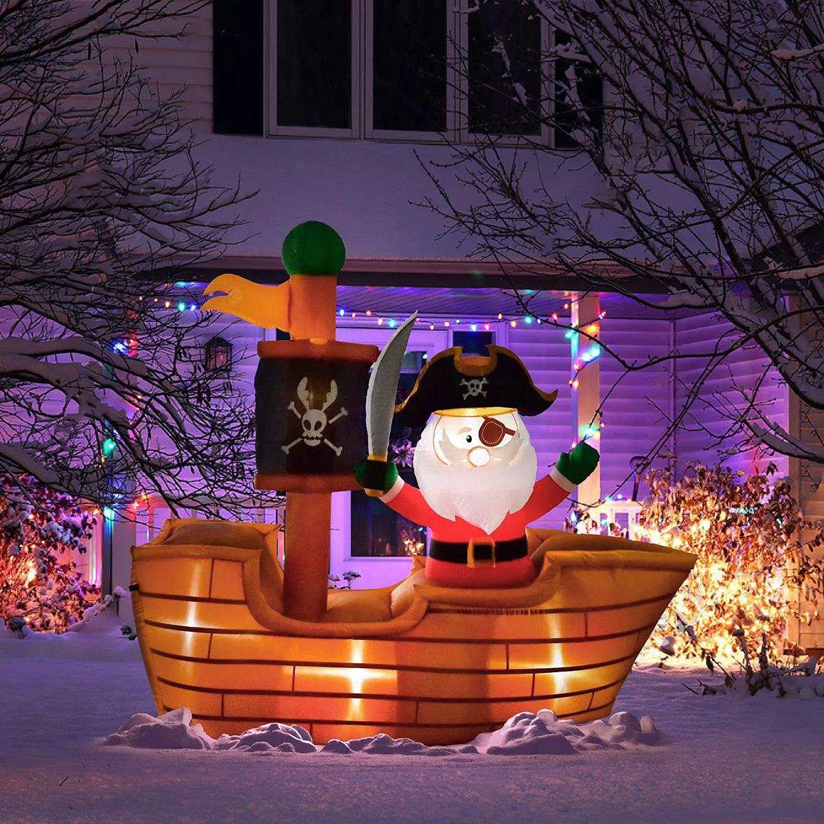 1.8M Inflatable Pirate Santa for Christmas Decoration