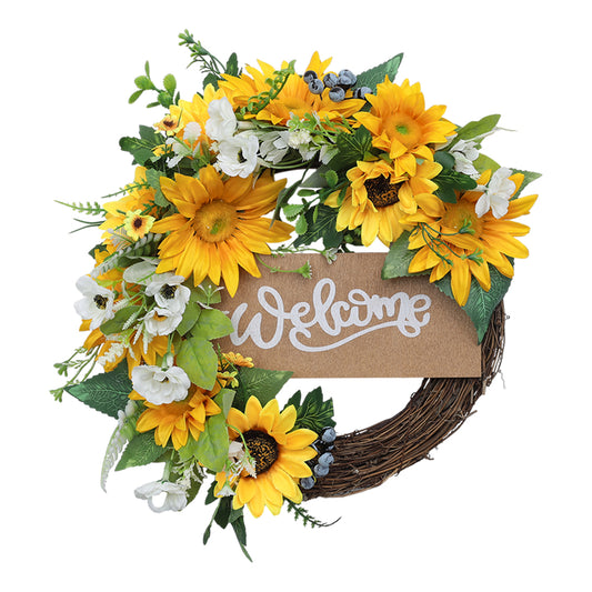 Artificial Sunflower Wreath Round Hanging Decoration