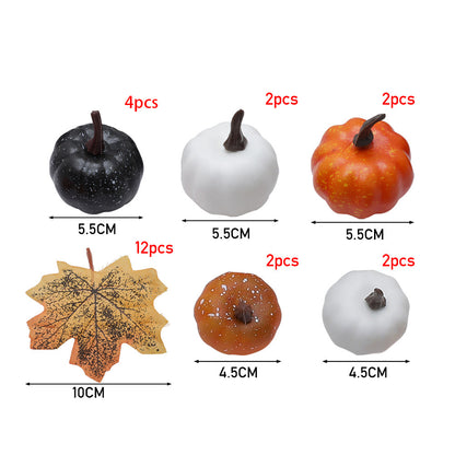 Set of 24 Halloween Maple Leaves Pumpkins Ornament Set