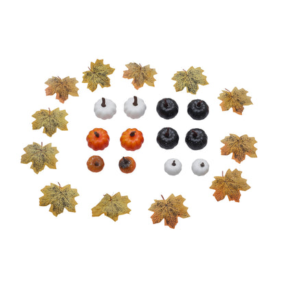 Set of 24 Halloween Maple Leaves Pumpkins Ornament Set
