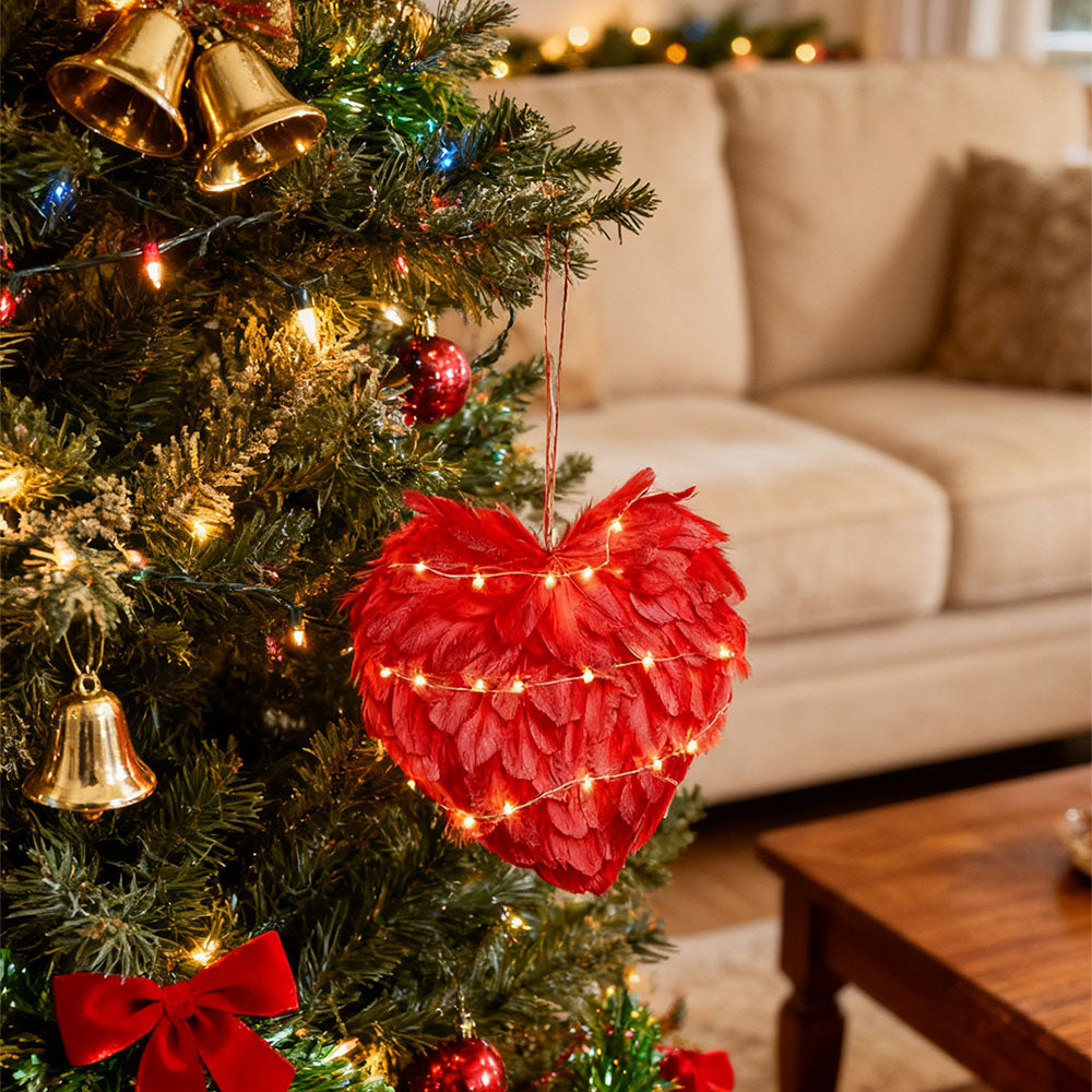 LED Light Red Feather Creative Hanging Ornament