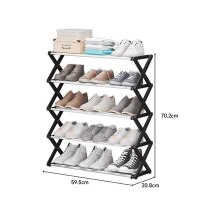 Foldable Multi-Tier Metal Shoe Rack