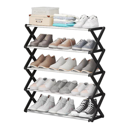 Foldable Multi-Tier Metal Shoe Rack