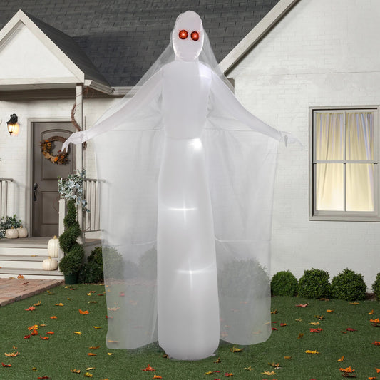 Tall Ghost Bribe with Red Eyes Inflatable for Halloween