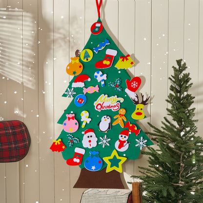 DIY Felt Christmas Tree with Detachable Ornaments Hanging Decor for Kids