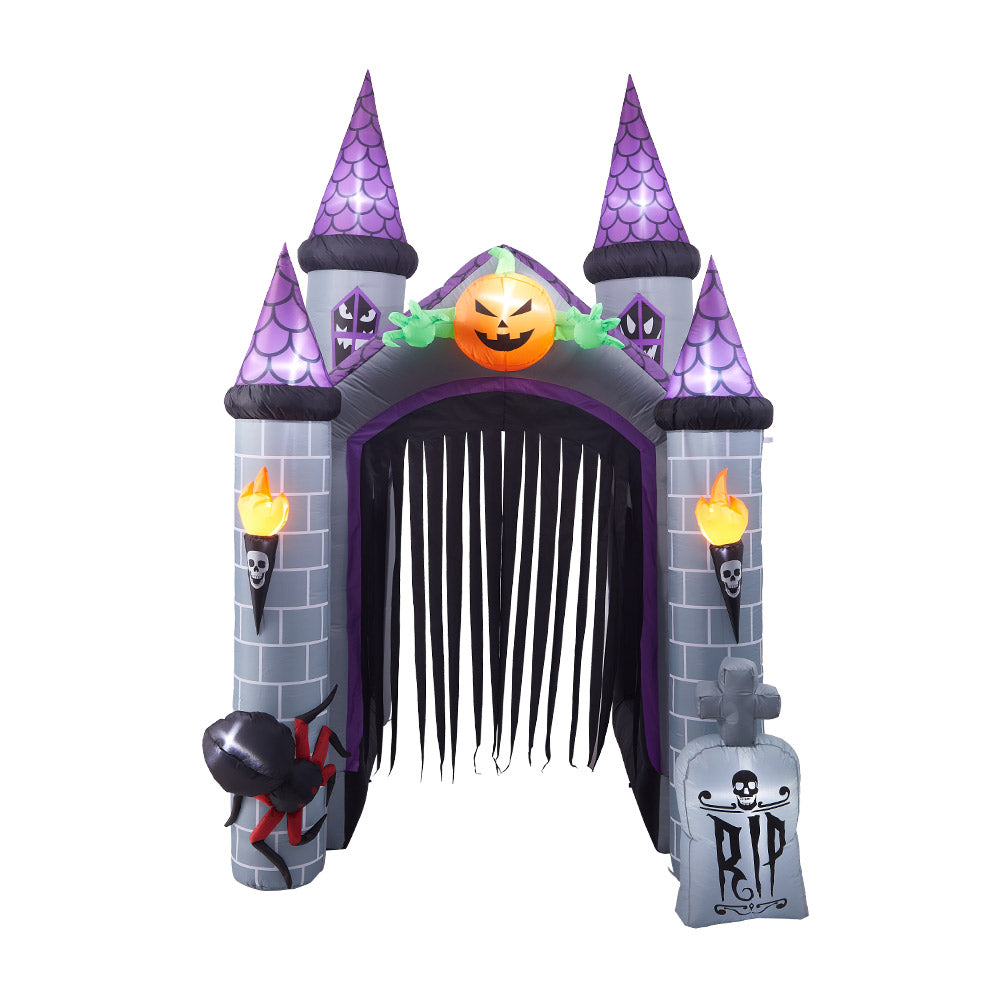 11ft Inflatable Halloween Haunted House Castle Decoration with Build-In LED