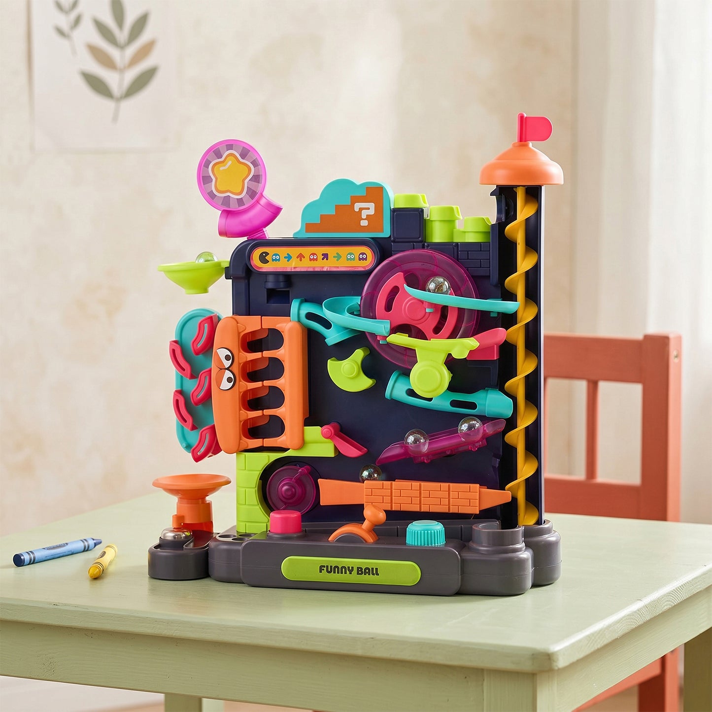 Colourful Marble Run Toy Vertical Obstacle Track with 6 Balls