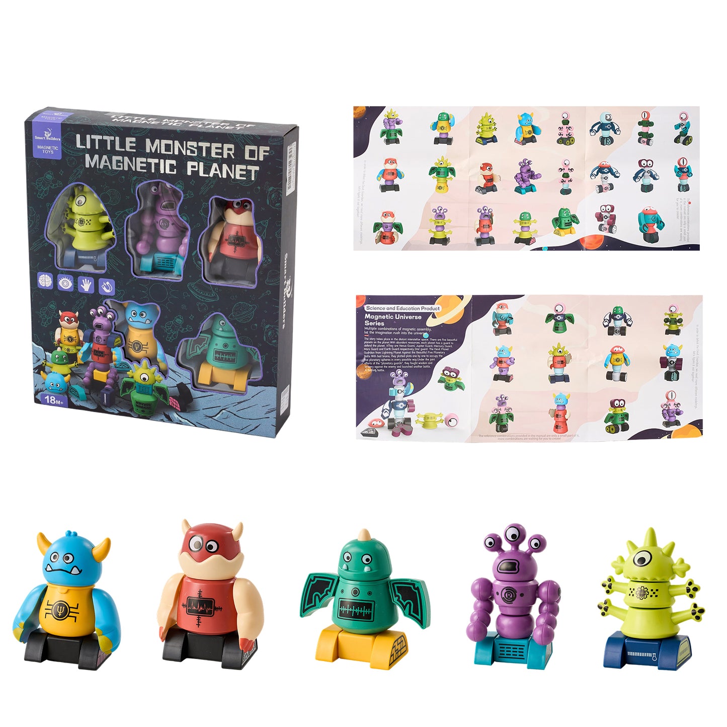 35-Piece Moster-Themed Magnetic Building Block Set