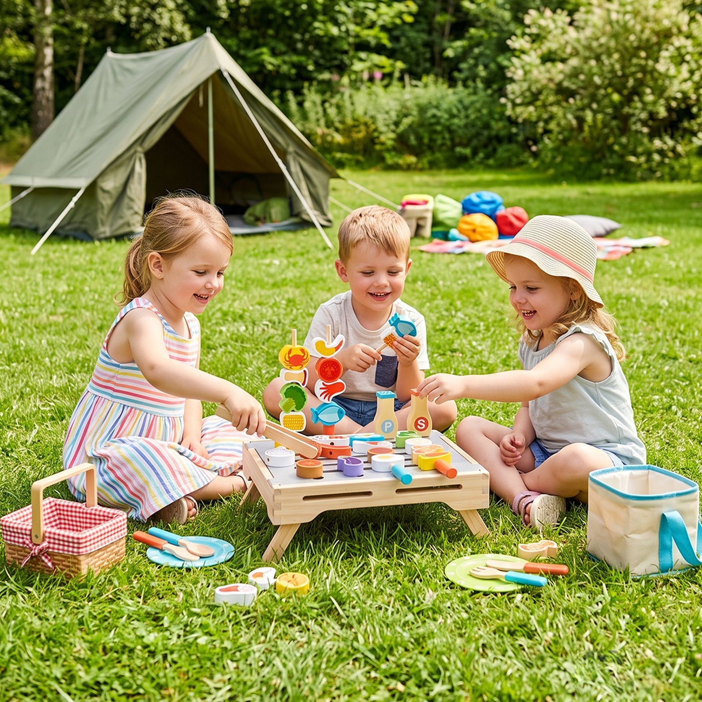 Wooden BBQ Grill Playset