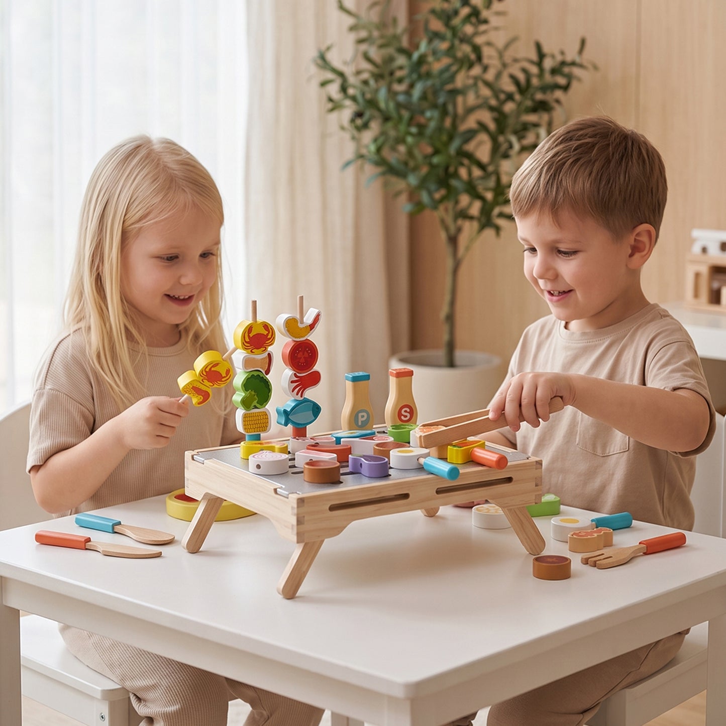 Wooden BBQ Grill Playset