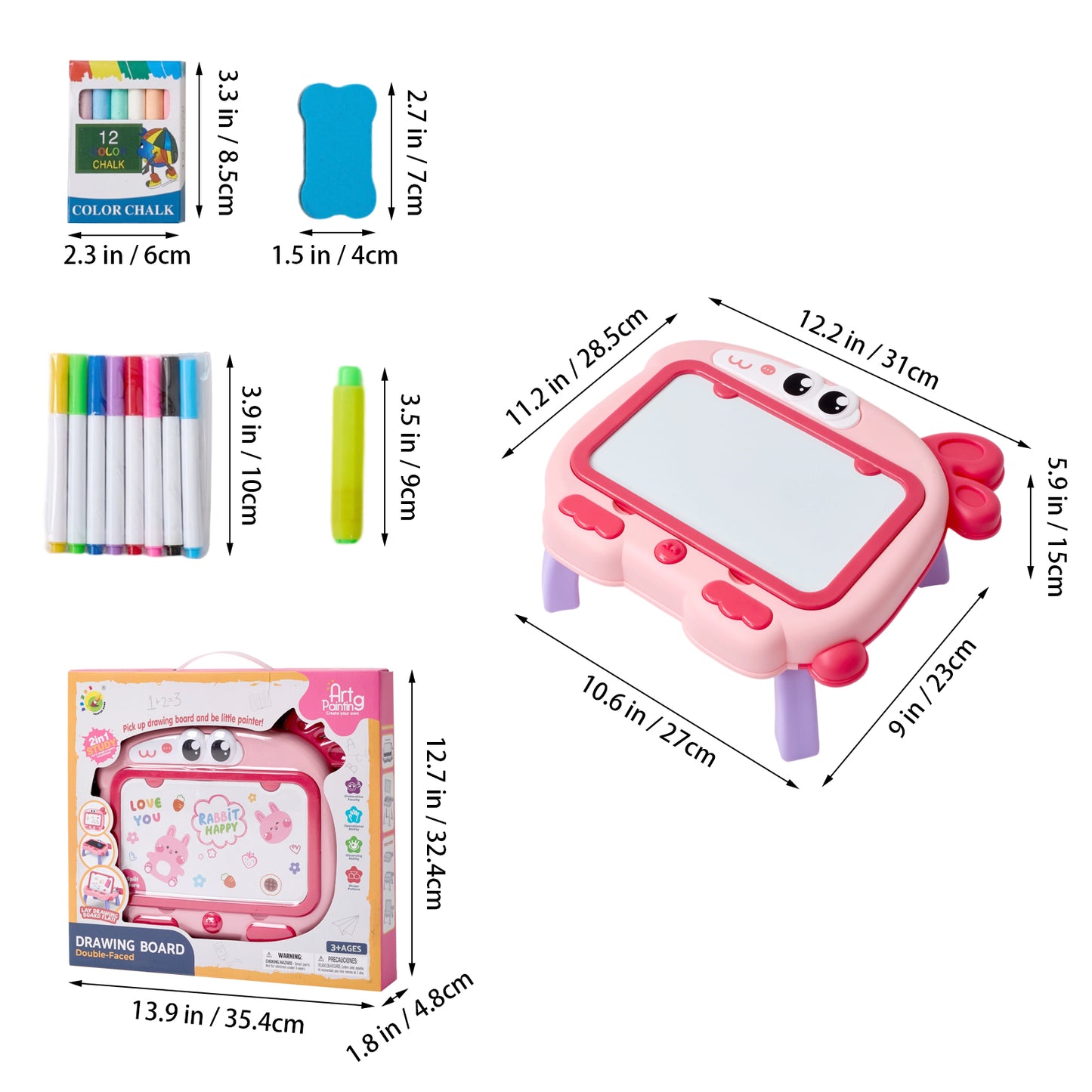 Double-Sided Cartoon Magnetic Drawing Board for Kids