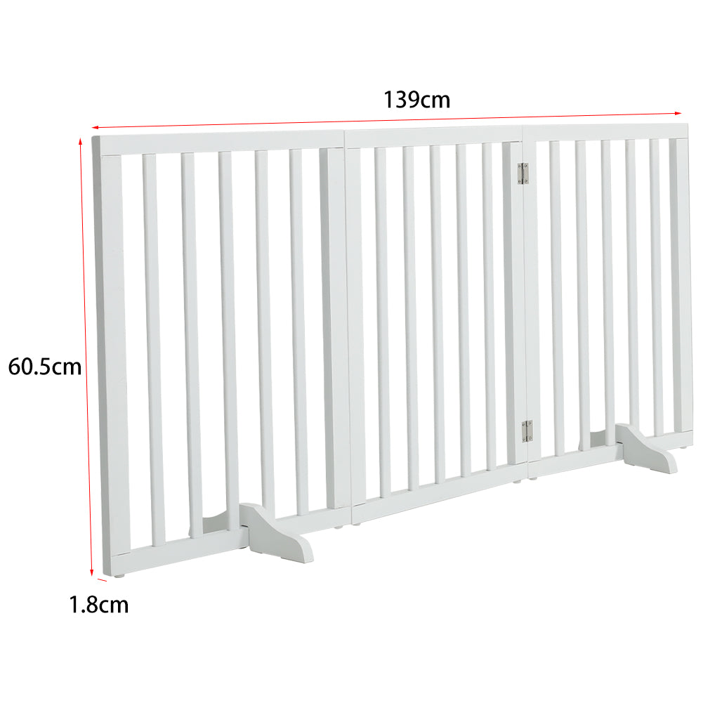 Foldable 3-Piece Wooden Pet Gate for Indoor Use