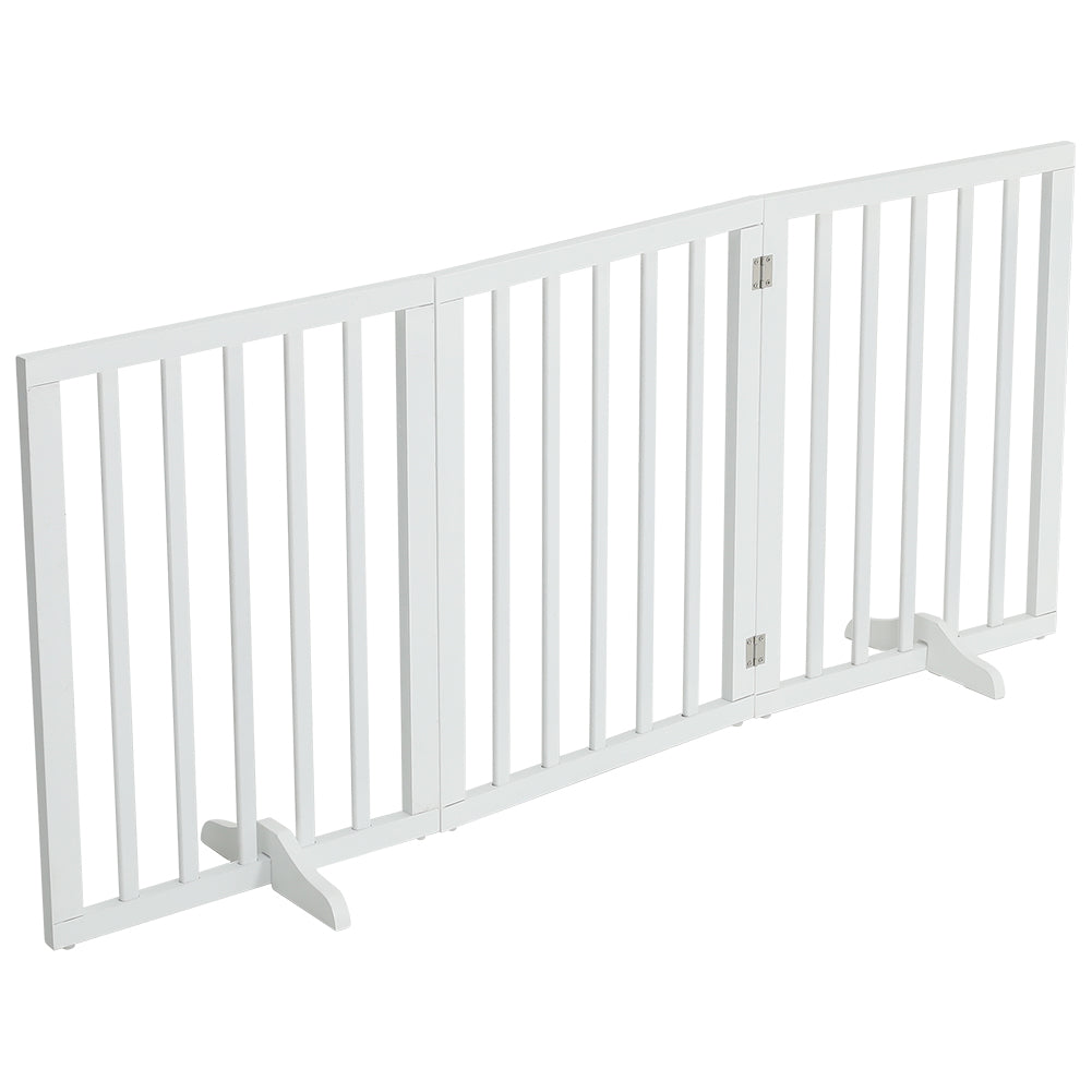 Foldable 3-Piece Wooden Pet Gate for Indoor Use