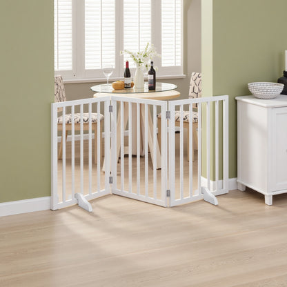Foldable 3-Piece Wooden Pet Gate for Indoor Use