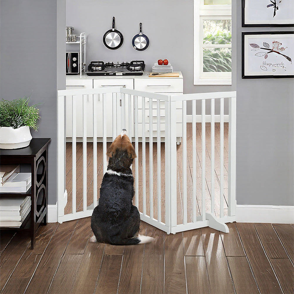 Foldable 3-Piece Wooden Pet Gate for Indoor Use