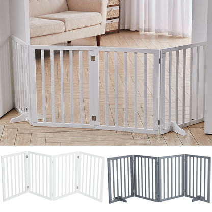 Foldable 3-Piece Wooden Pet Gate for Indoor Use