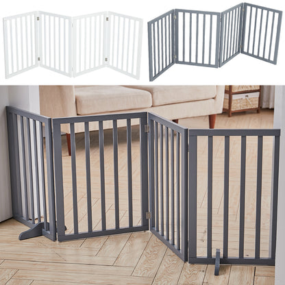 Foldable 3-Piece Wooden Pet Gate for Indoor Use