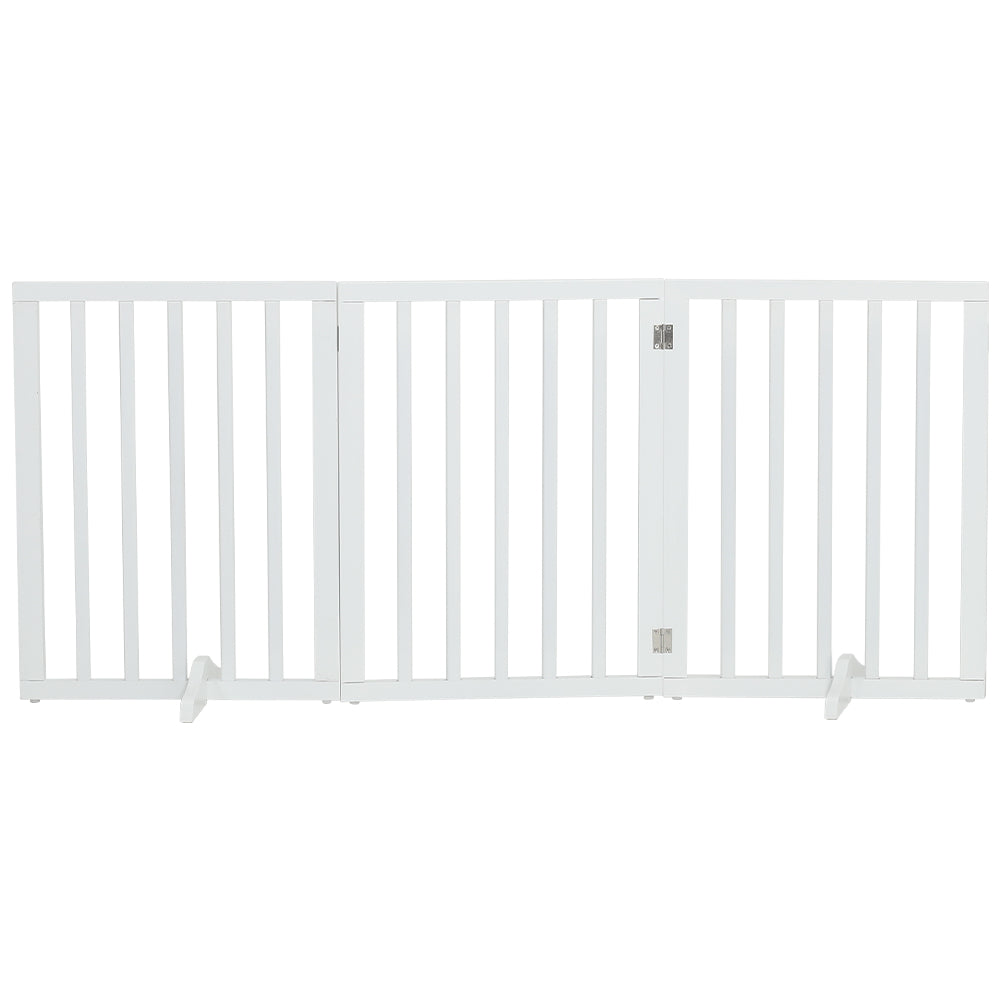 Foldable 3-Piece Wooden Pet Gate for Indoor Use