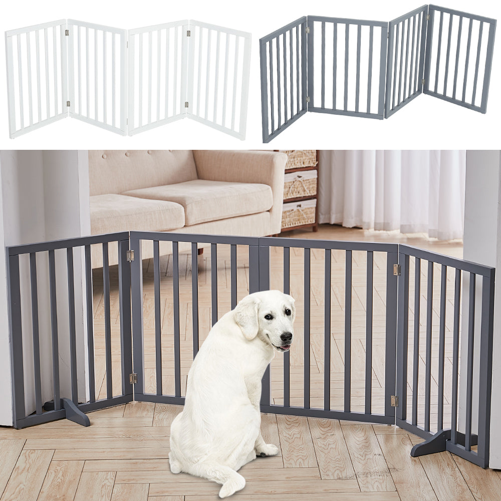 Foldable 3-Piece Wooden Pet Gate for Indoor Use