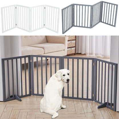 Foldable 3-Piece Wooden Pet Gate for Indoor Use