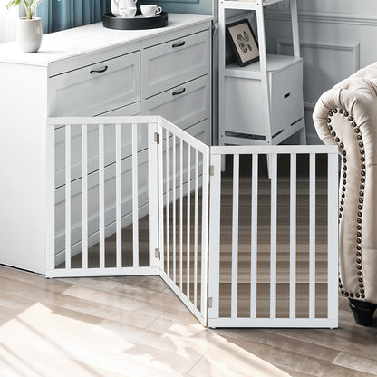 Foldable 3-Piece Wooden Pet Gate for Indoor Use