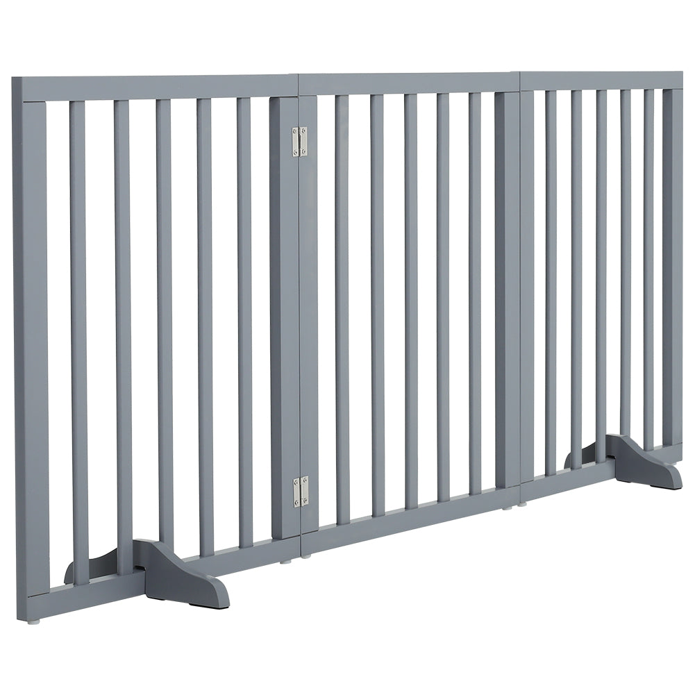 Foldable 3-Piece Wooden Pet Gate for Indoor Use