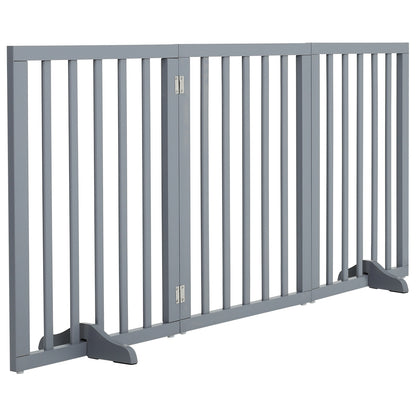 Foldable 3-Piece Wooden Pet Gate for Indoor Use