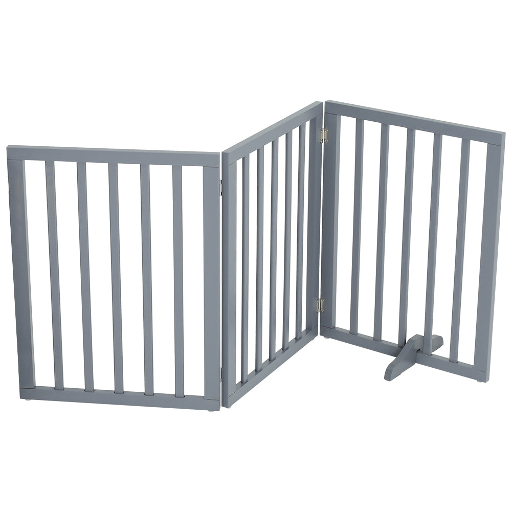 Foldable 3-Piece Wooden Pet Gate for Indoor Use