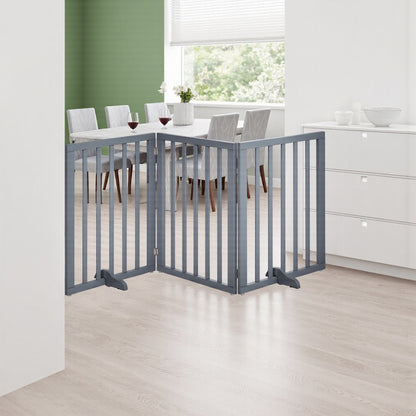 Foldable 3-Piece Wooden Pet Gate for Indoor Use