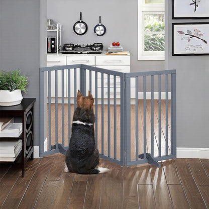 Foldable 3-Piece Wooden Pet Gate for Indoor Use