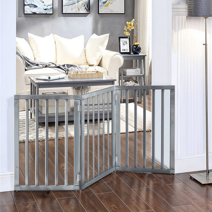 Foldable 3-Piece Wooden Pet Gate for Indoor Use