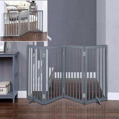 Foldable 3-Piece Wooden Pet Gate for Indoor Use