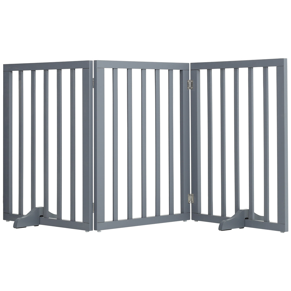 Foldable 3-Piece Wooden Pet Gate for Indoor Use