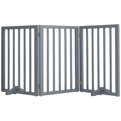 Foldable 3-Piece Wooden Pet Gate for Indoor Use