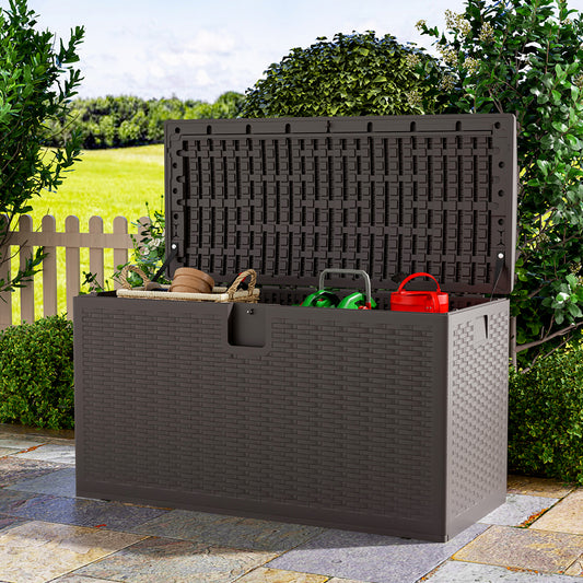 127CMx56CM Wide Lockable Waterproof Rattan Outdoor Storage Box