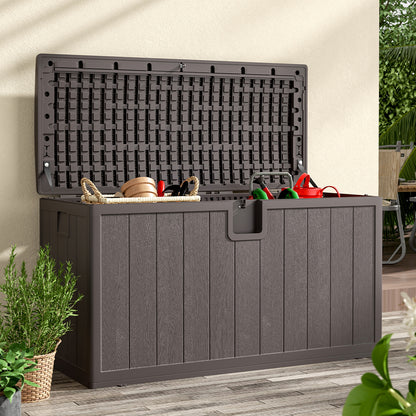 127CM Wide Lockable Waterproof Rattan Outdoor Storage Box