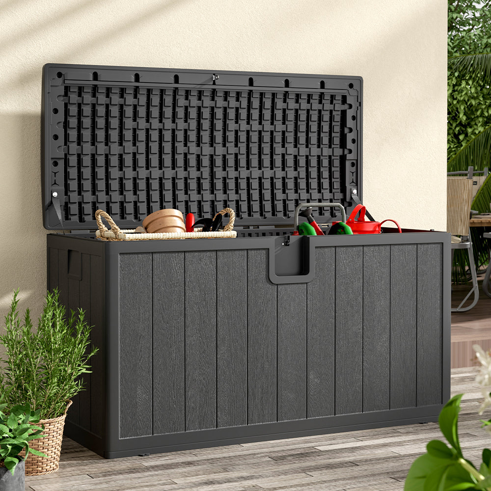127CM Wide Lockable Waterproof Rattan Outdoor Storage Box