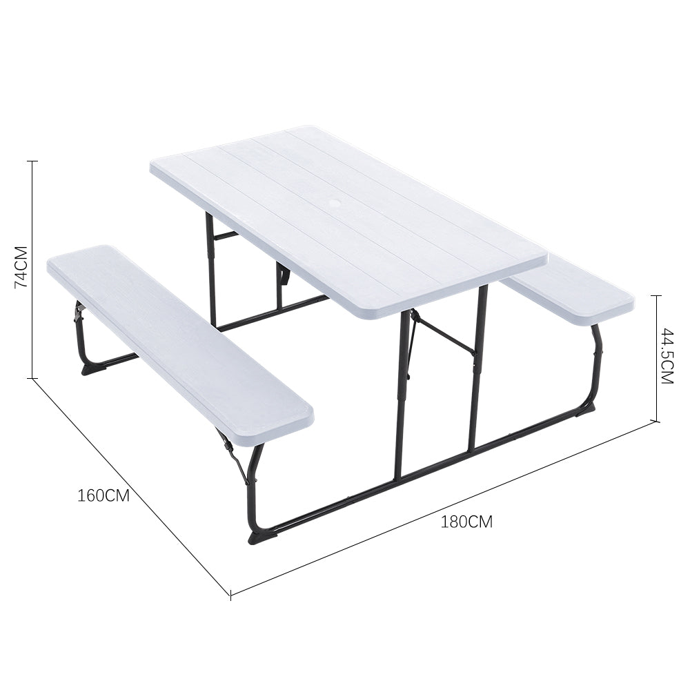 180CM Wide Foldable Integrated Camping Set with Parasol Hole