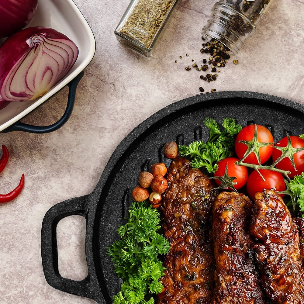Pre-Seasoned Cast Iron Frying Pan with Double Handles