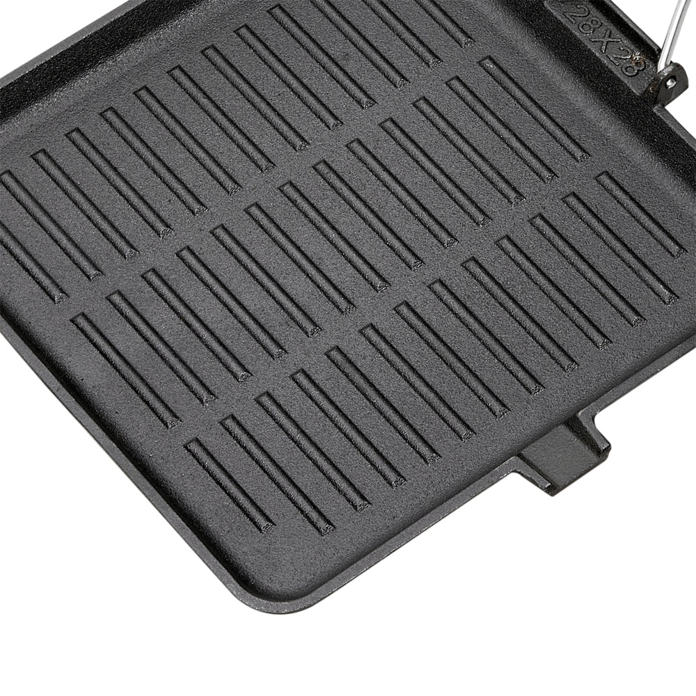 Cast Iron Frying Pan Skillet with Foldable Wooden Handle