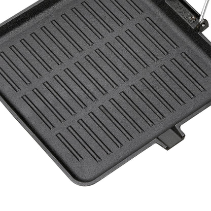 Cast Iron Frying Pan Skillet with Foldable Wooden Handle