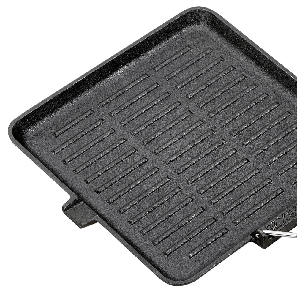 Cast Iron Frying Pan Skillet with Foldable Wooden Handle
