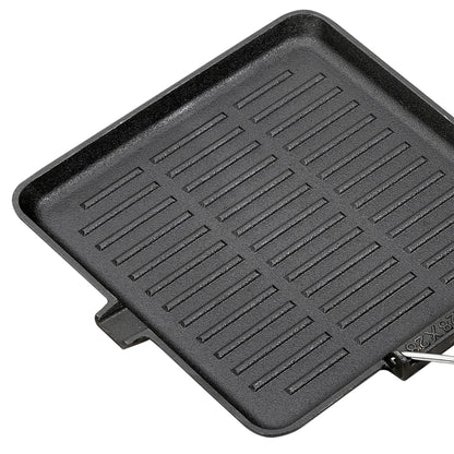 Cast Iron Frying Pan Skillet with Foldable Wooden Handle