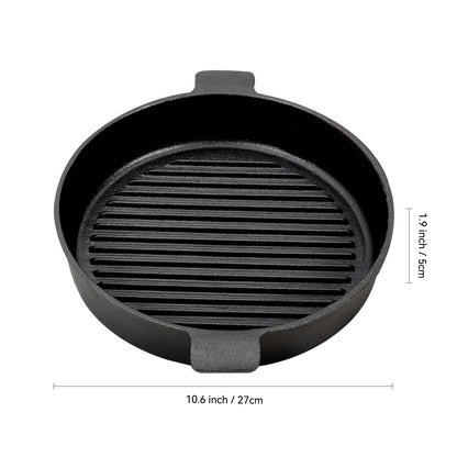 Black Round Cast Iron Grill Pan