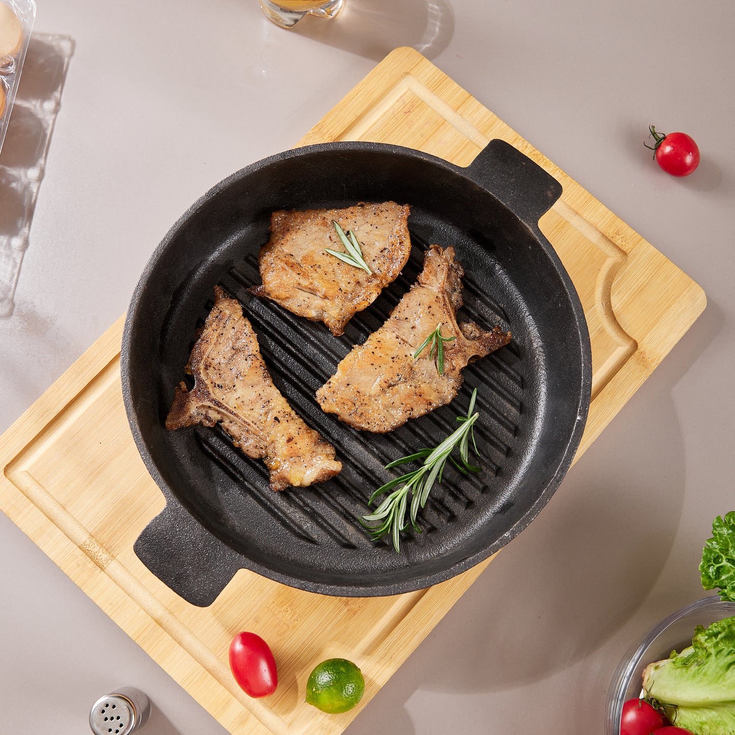 Black Round Cast Iron Grill Pan