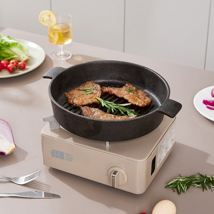 Black Round Cast Iron Grill Pan