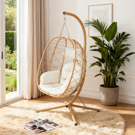 Swing Hanging Egg Chair with Cushion and Pillow