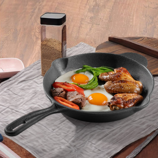 Round Cast Iron Skillet Frying Pan with Handle