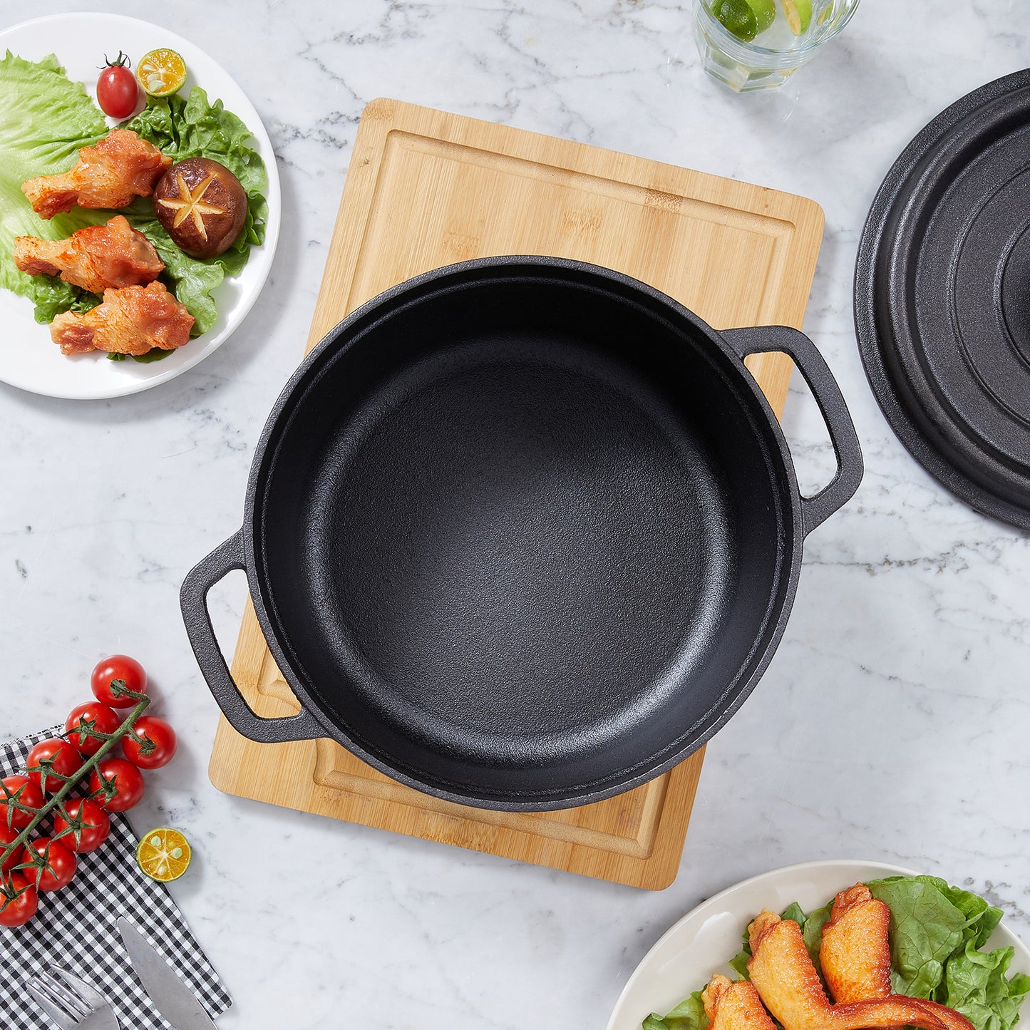 5L Pre-Seasoned Cast Iron Dutch Oven with Lid